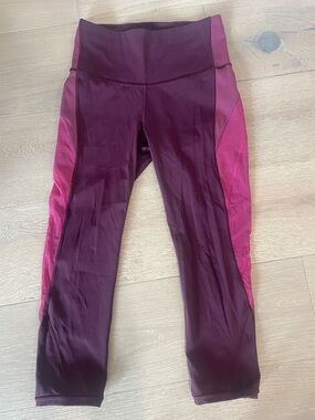 lululemon maroon and rose athletic leggings cropped